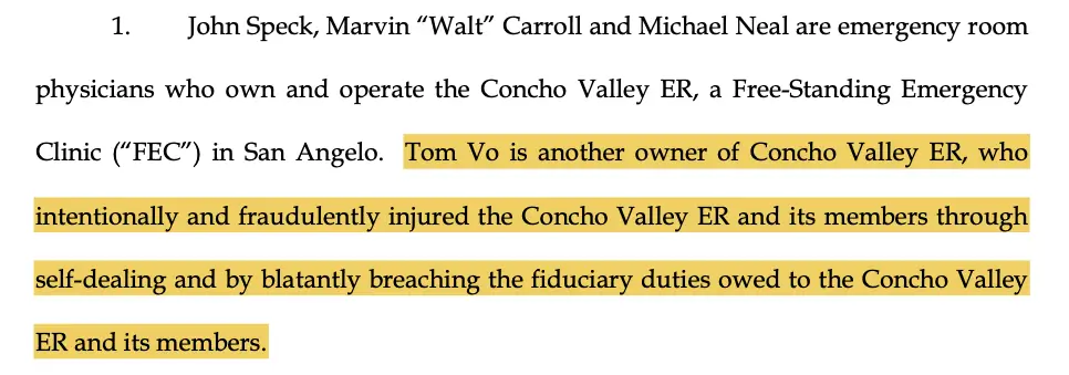 Concho Valley ER Lawsuit