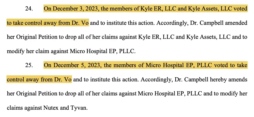 Kyle ER partners took control away from Nutex